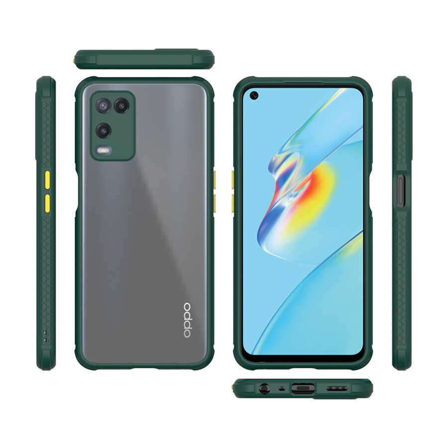 Oppo A54 4G Kılıf Köşe Ve Kamera Korumalı Arkası Şeffaf Renkli Tuşlu Kapak (KAFF) Mor