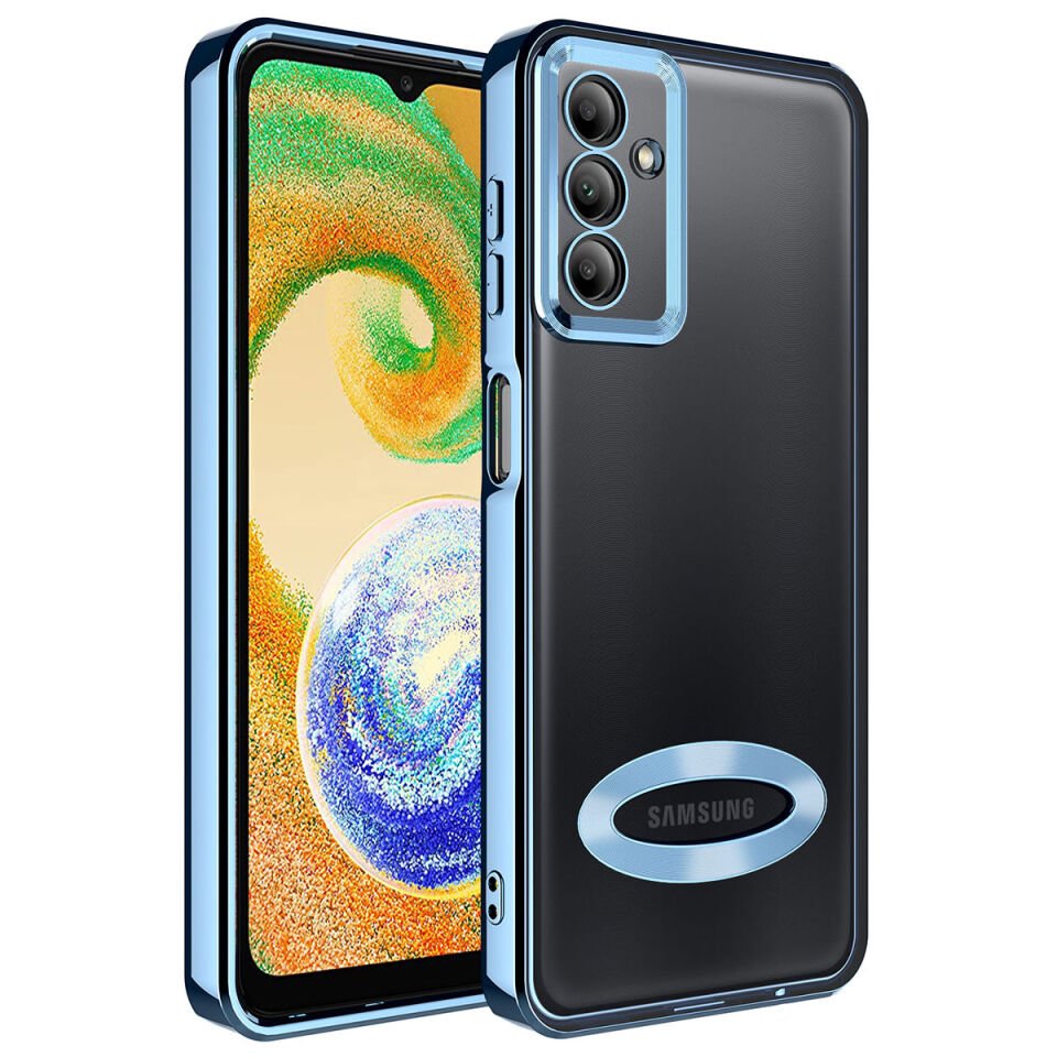 Samsung Galaxy A24 Kılıf Kamera Lens Korumalı Logo Gösteren Parlak Kenarlı Kapak (OMEGA) Rose Gold
