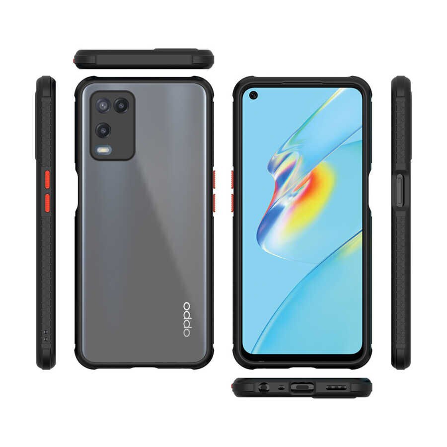 Oppo A54 4G Kılıf Köşe Ve Kamera Korumalı Arkası Şeffaf Renkli Tuşlu Kapak (KAFF) Koyu Yeşil