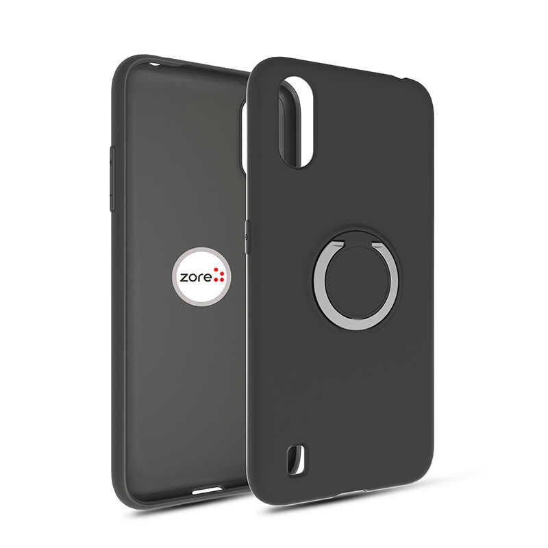 Samsung Galaxy A01 Kılıf Mat Pastel Renkli Ultra İnce Yüzüklü Yumuşak Silikon Kapak (Plex) Siyah