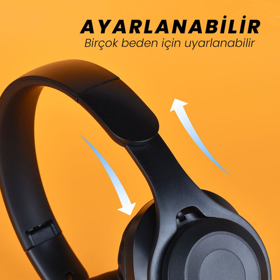 Hafif ve Portatif Kolayca Katlanıp Taşınabilir Dizayn (M6 Plus Kulak Üstü Bluetooth Kulaklık) Siyah