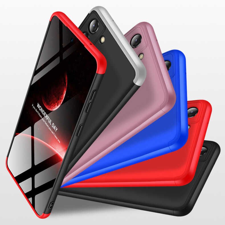 Samsung Galaxy S21 FE Kılıf 360 Tam Koruma Ön Ve Arka Sert Mika Kapak Orjinal Ays Gkk Kapak Mavi