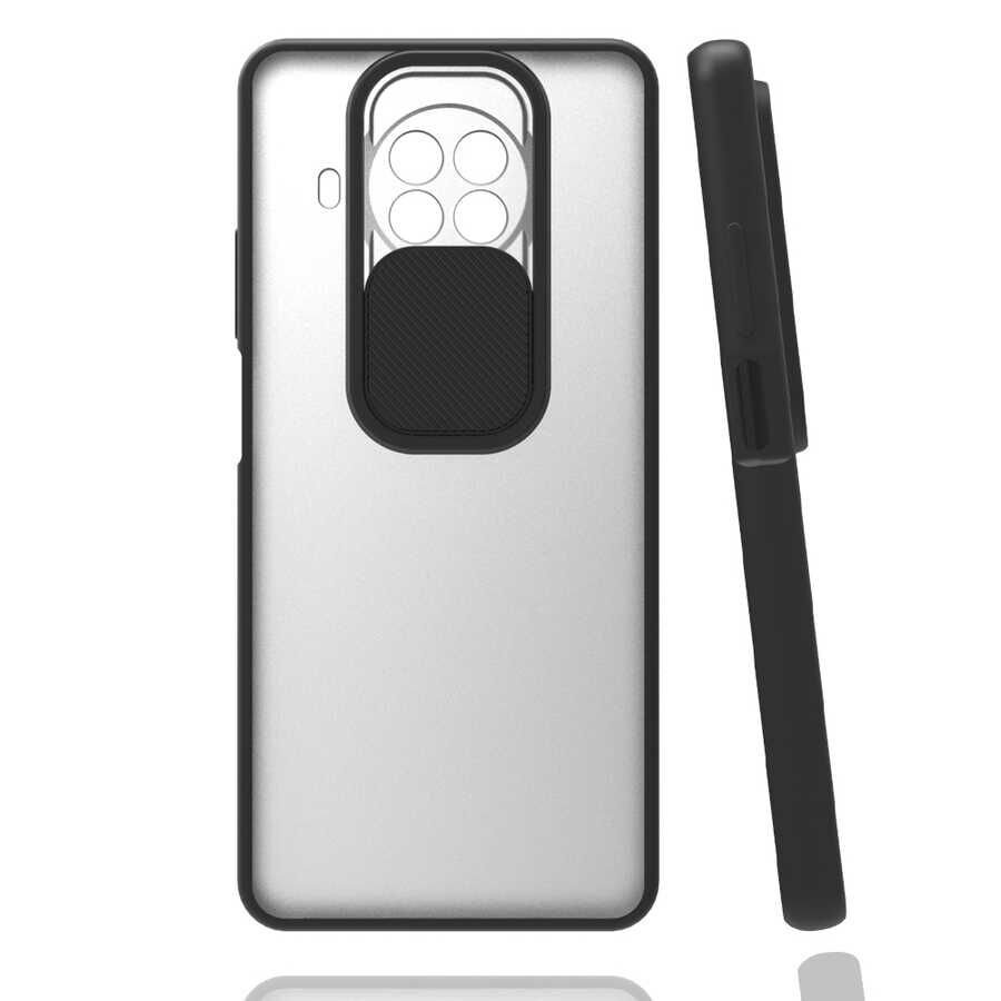 Xiaomi Mi 10T Lite 5G Kılıf Slayt Sürgülü Kamera Korumalı Renkli Silikon Kapak Siyah