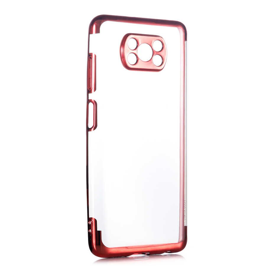 Xiaomi Poco X3 Kılıf Dört Köşe Renkli Lazer Şeffaf Silikon Kapak (GLİTTER) Gold