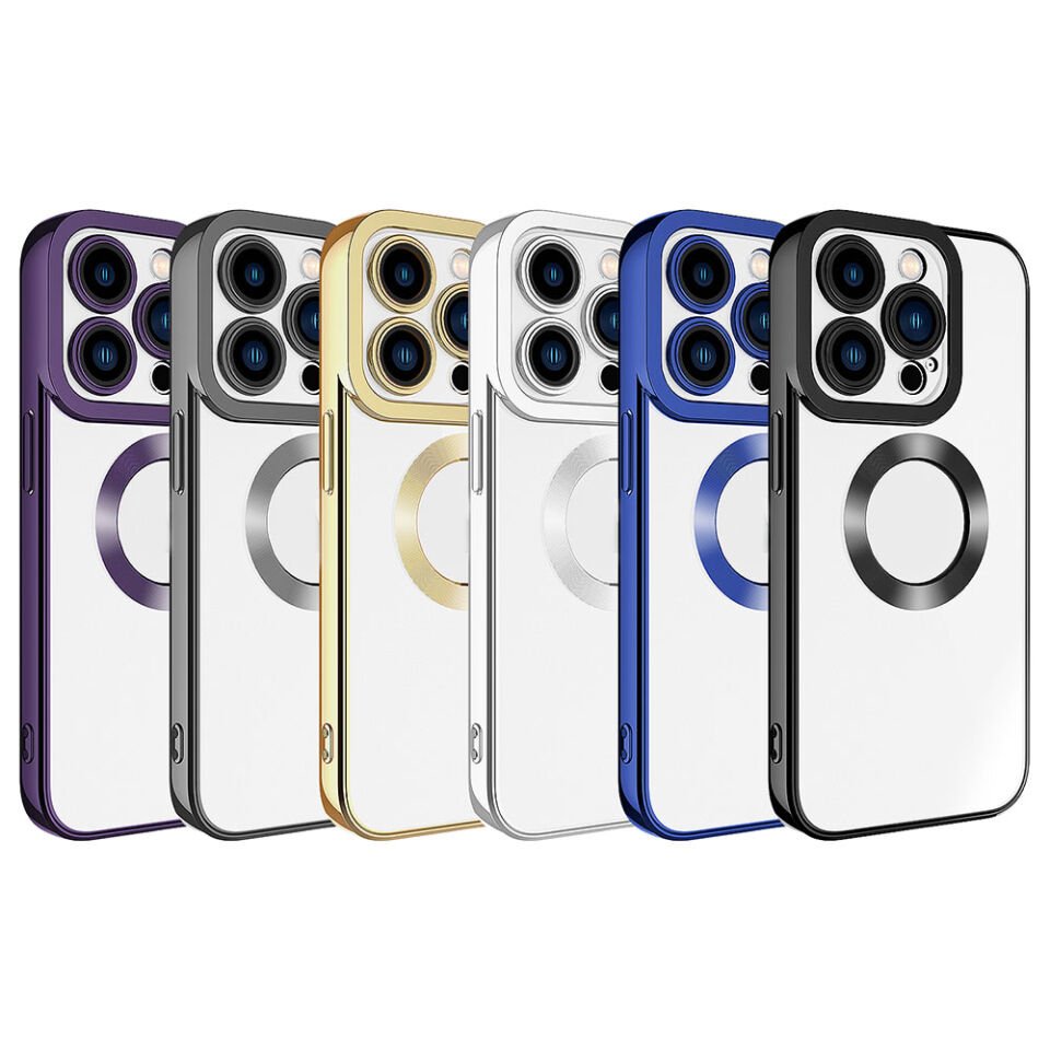 iPhone 15 Pro Kılıf Kamera Lens Korumalı Logo Gösteren Parlak Kenarlı Kapak (OMEGA) Midnight