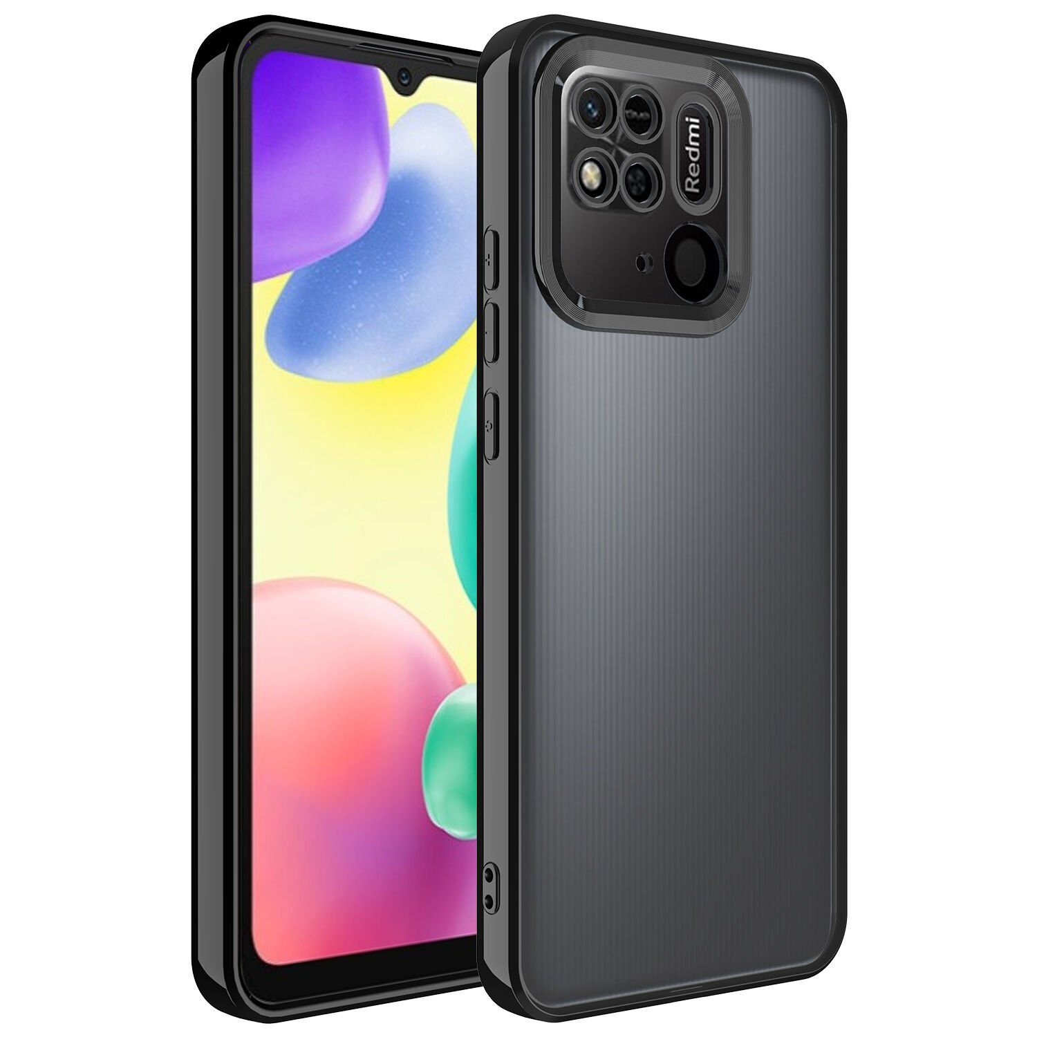 Xiaomi Redmi 10C Kılıf Kamera Lens Korumalı Logo Gösteren Parlak Kenarlı Kapak (OMEGA) Gold