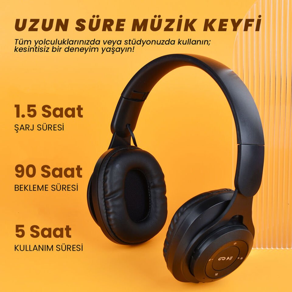 Hafif ve Portatif Kolayca Katlanıp Taşınabilir Dizayn (M6 Plus Kulak Üstü Bluetooth Kulaklık) Pembe