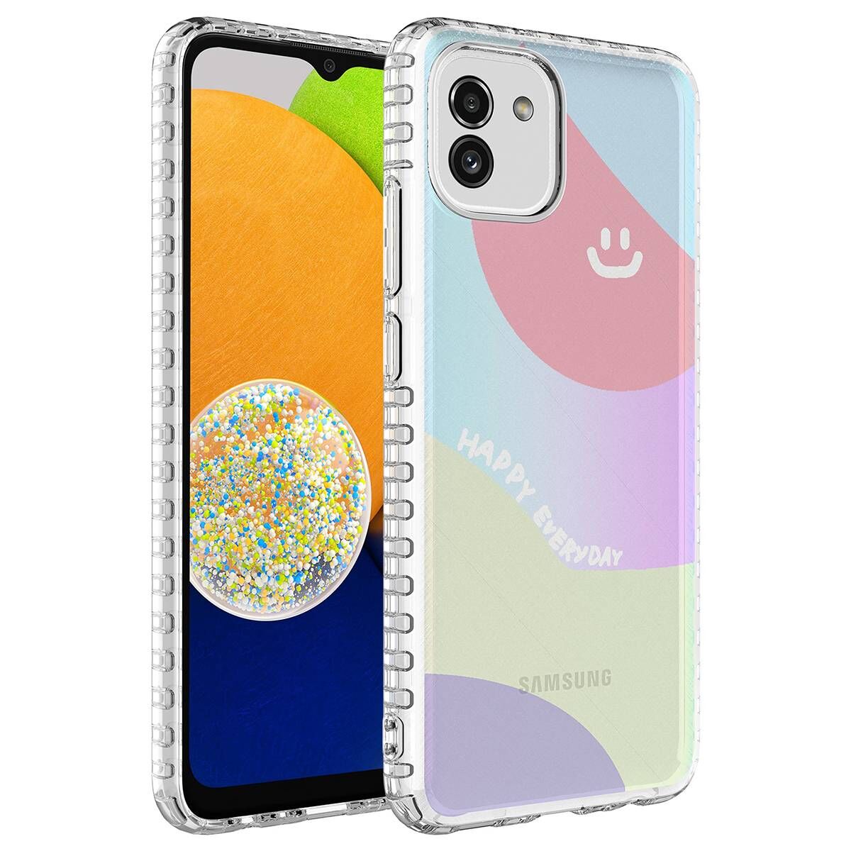 Samsung Galaxy A04 Kılıf Kamera Çıkıntılı Airbag Kenarlı Darbe Emici Desenli Kapak (ELEGANS) NO7