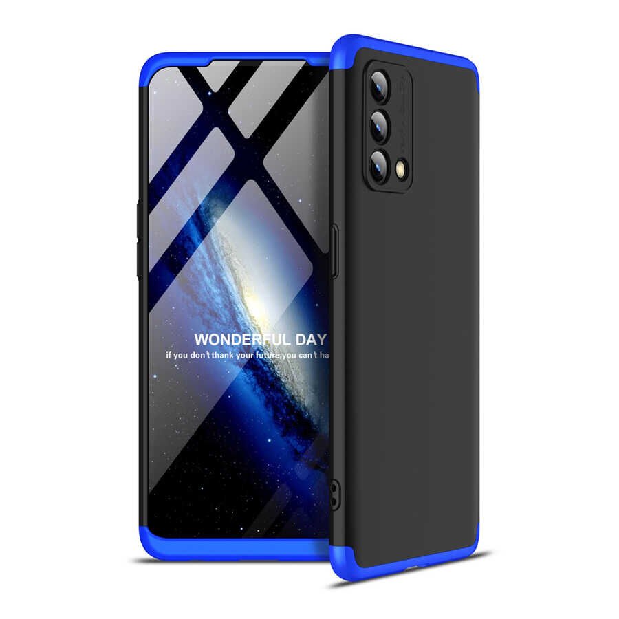 Oppo A74 4G Kılıf 360 Tam Koruma Ön Ve Arka Sert Mika Kapak Orjinal Ays Gkk Kapak Siyah