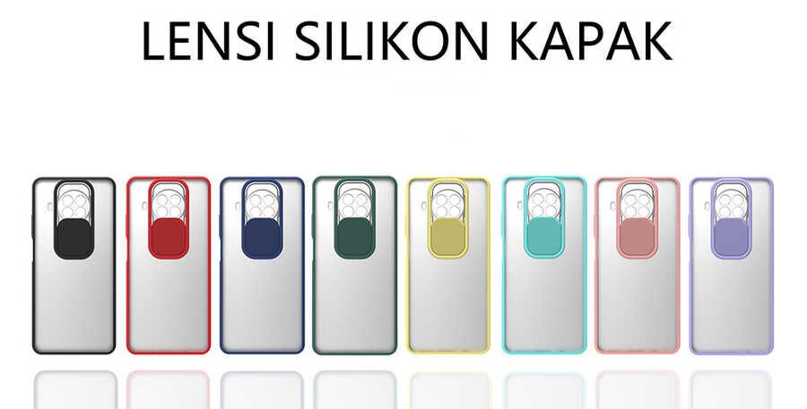 Xiaomi Mi 10T Lite 5G Kılıf Slayt Sürgülü Kamera Korumalı Renkli Silikon Kapak Sarı