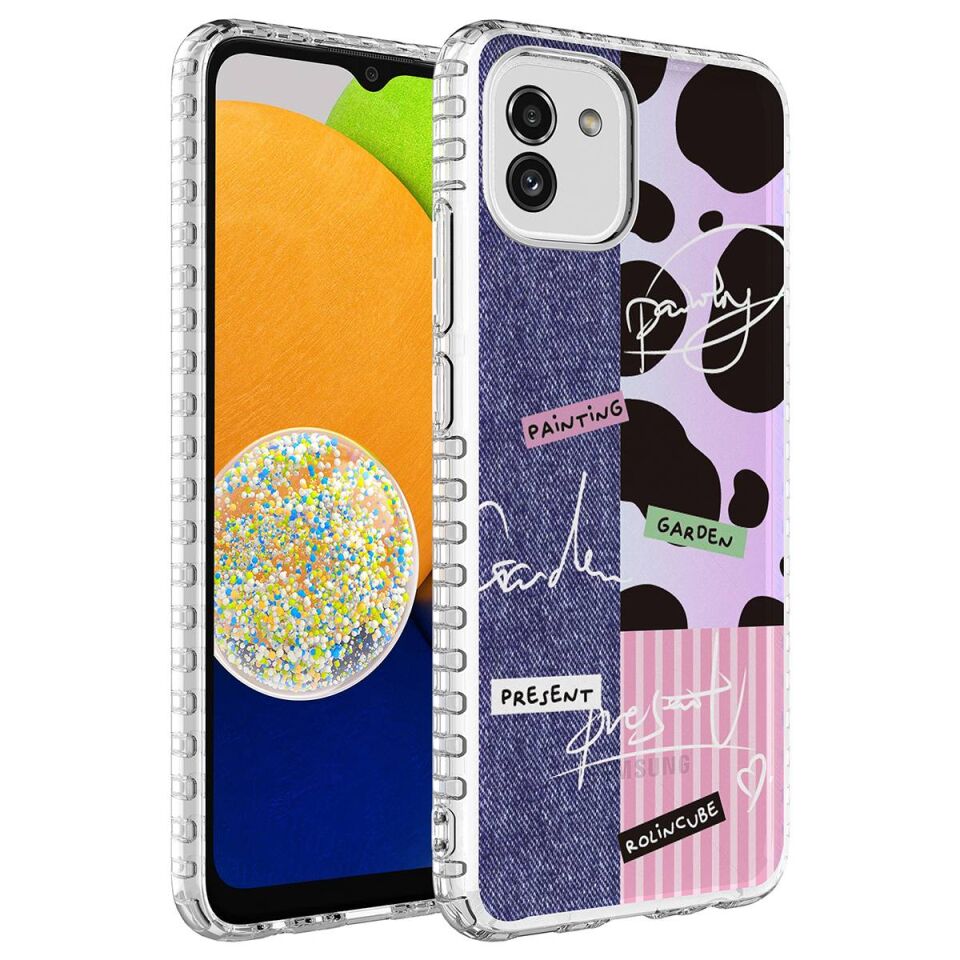 Samsung Galaxy A04 Kılıf Kamera Çıkıntılı Airbag Kenarlı Darbe Emici Desenli Kapak (ELEGANS) NO8