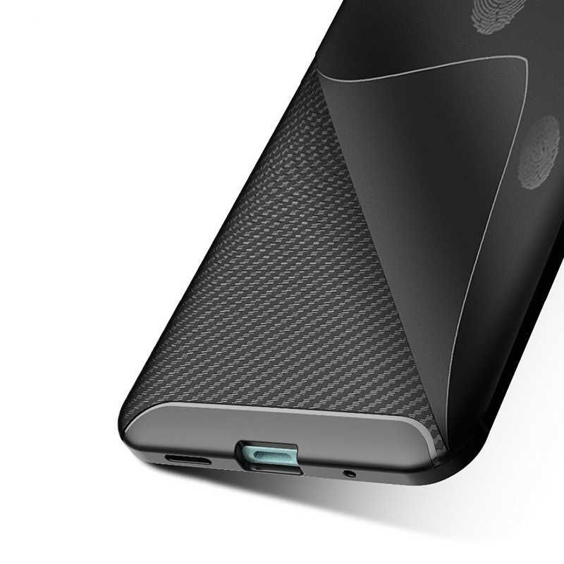 Samsung Galaxy A20S Kılıf Kamera Çıkıntılı Karbon Fiber Dokulu Renk Atmaz Kapak (NEGRO) Lacivert