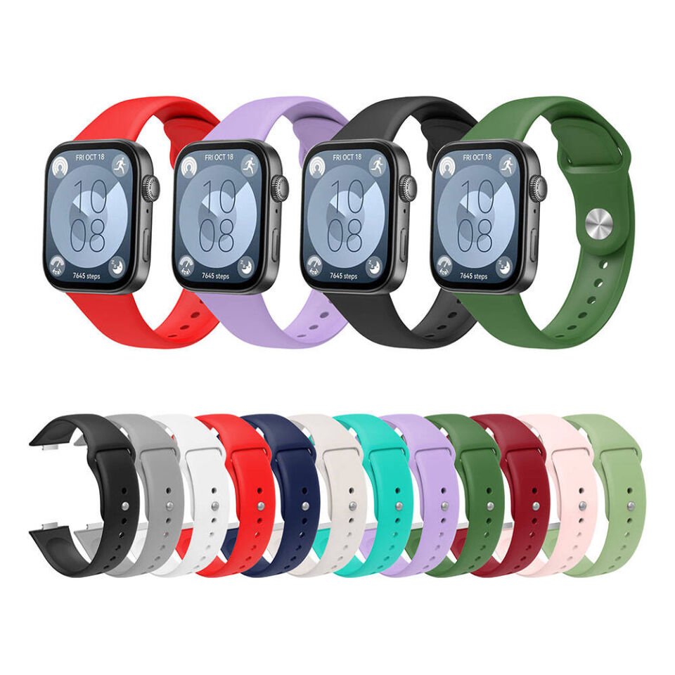 Huawei Watch Fit 3 22mm Silikon Kordon Mat ve Esnek Yapılı Tasarım (KRD-11) Siyah