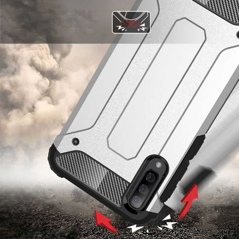 Xiaomi Mi 9 Kılıf Armor Köşe Korumalı Çift Katman Tank Zırh Kapak (CRASH) Gri