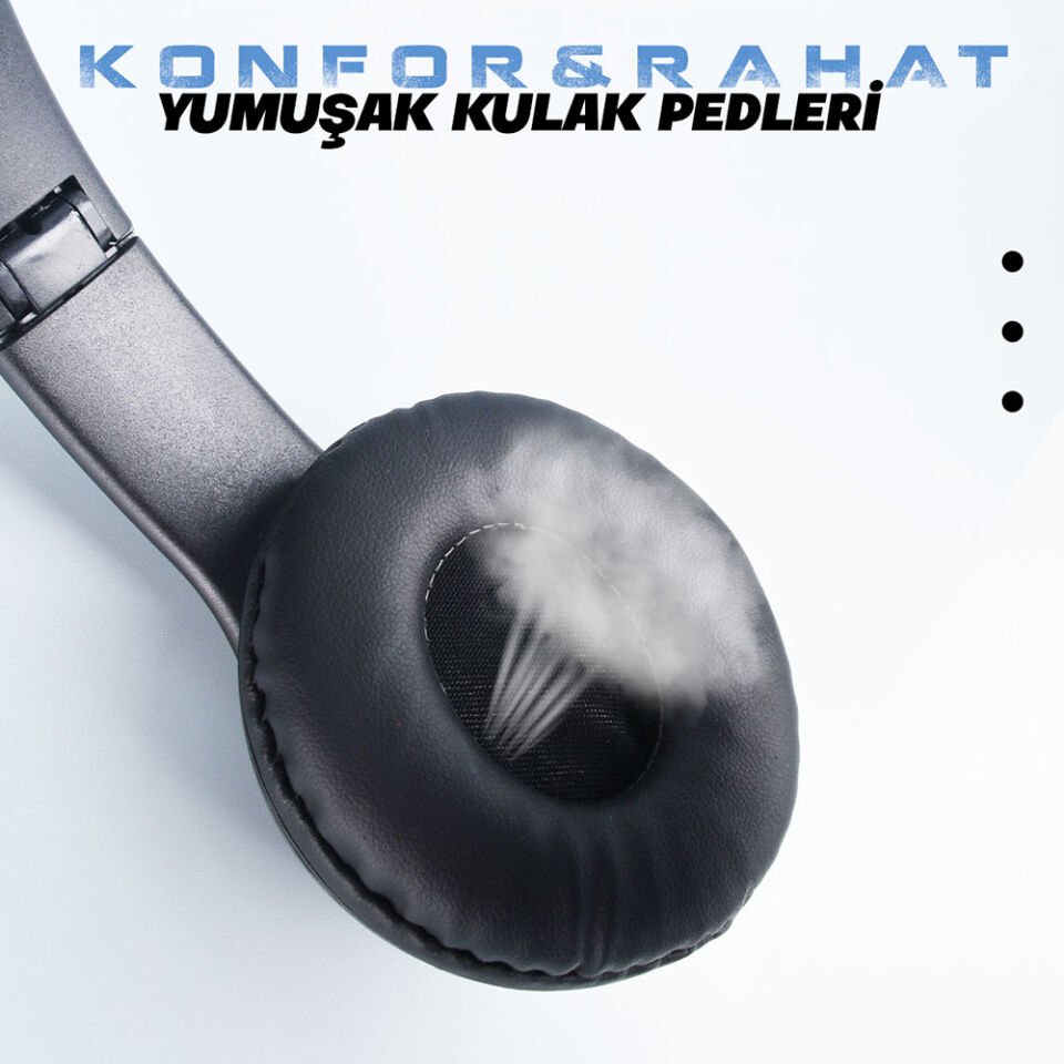 Hafif ve Portatif Kolayca Katlanıp Taşınabilir Dizayn (ST95 Kulak Üstü Bluetooth Kulaklık) Siyah