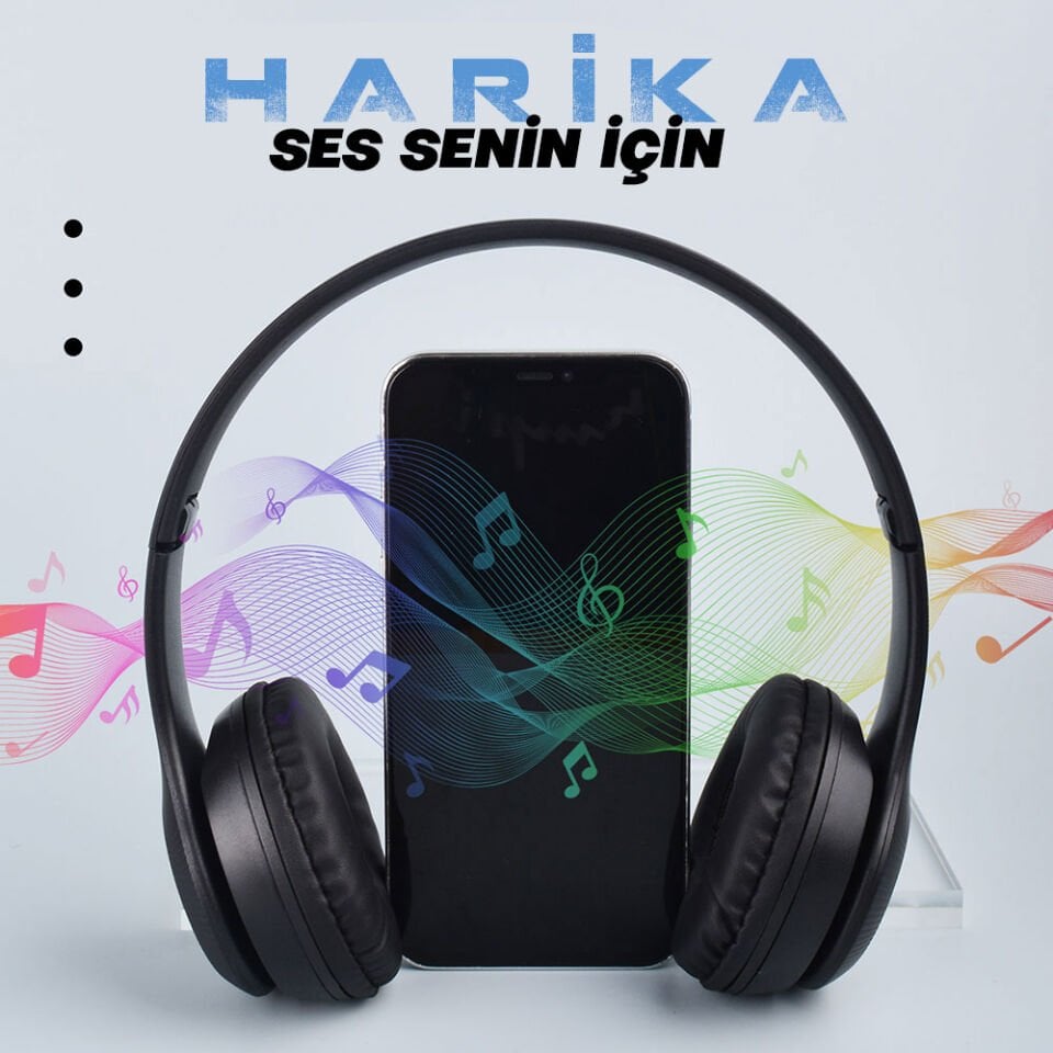 Hafif ve Portatif Kolayca Katlanıp Taşınabilir Dizayn (ST95 Kulak Üstü Bluetooth Kulaklık) Siyah
