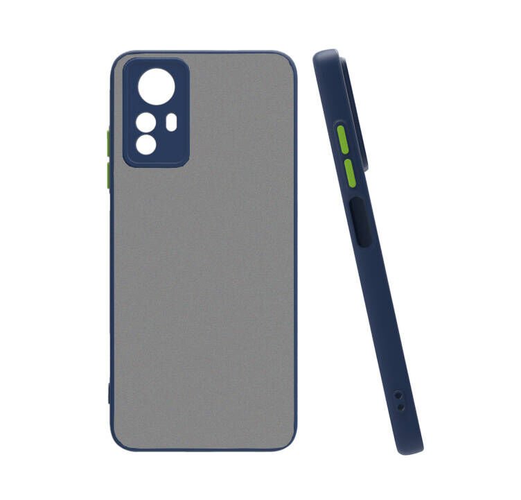 Xiaomi Redmi Note 12S Kılıf Mat Kamera Korumalı Renkli Tuşlu Sert Silikon Kapak (HUX) Lacivert