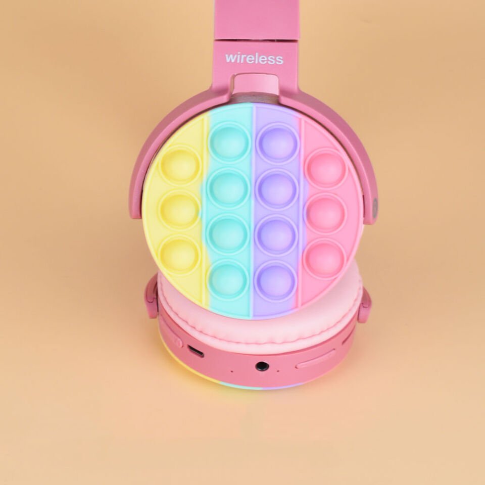 RGB Led Işıklı Kedi Kulağı Band Tasarımı Katlanabilir Kulak Üstü Bluetooth Kulaklık (CXT-950) Mavi