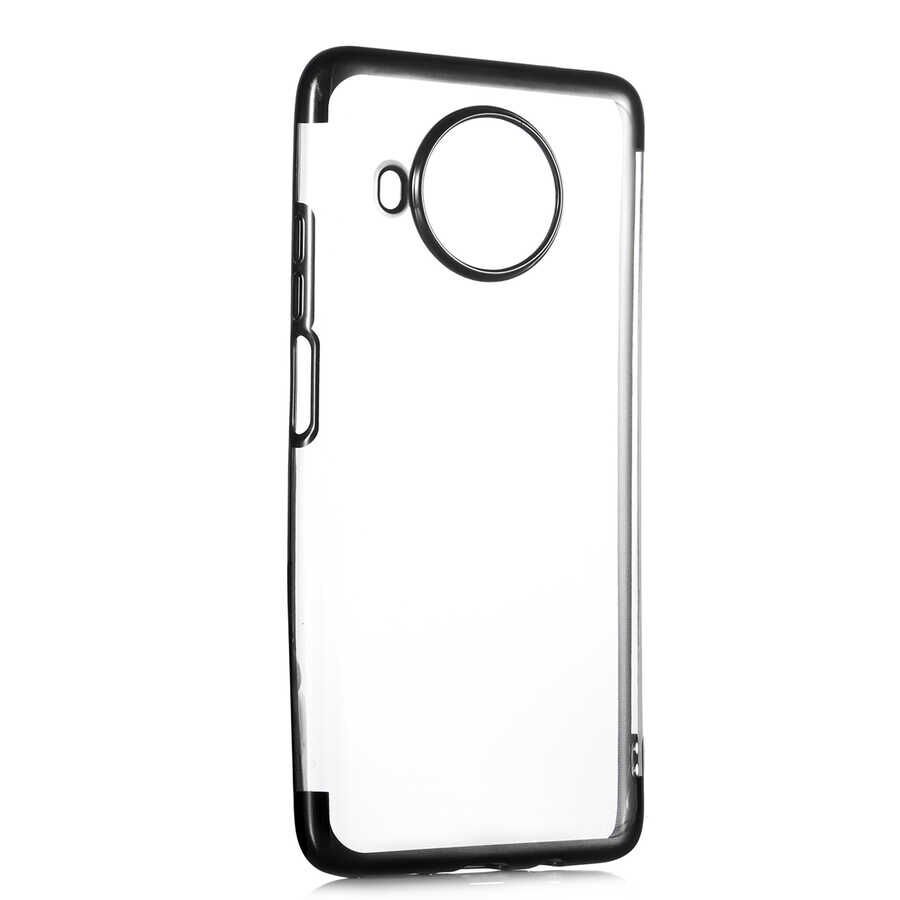 Xiaomi Redmi Note 9 Pro 5G Kılıf Dört Köşe Renkli Lazer Şeffaf Silikon Kapak (GLİTTER) Siyah