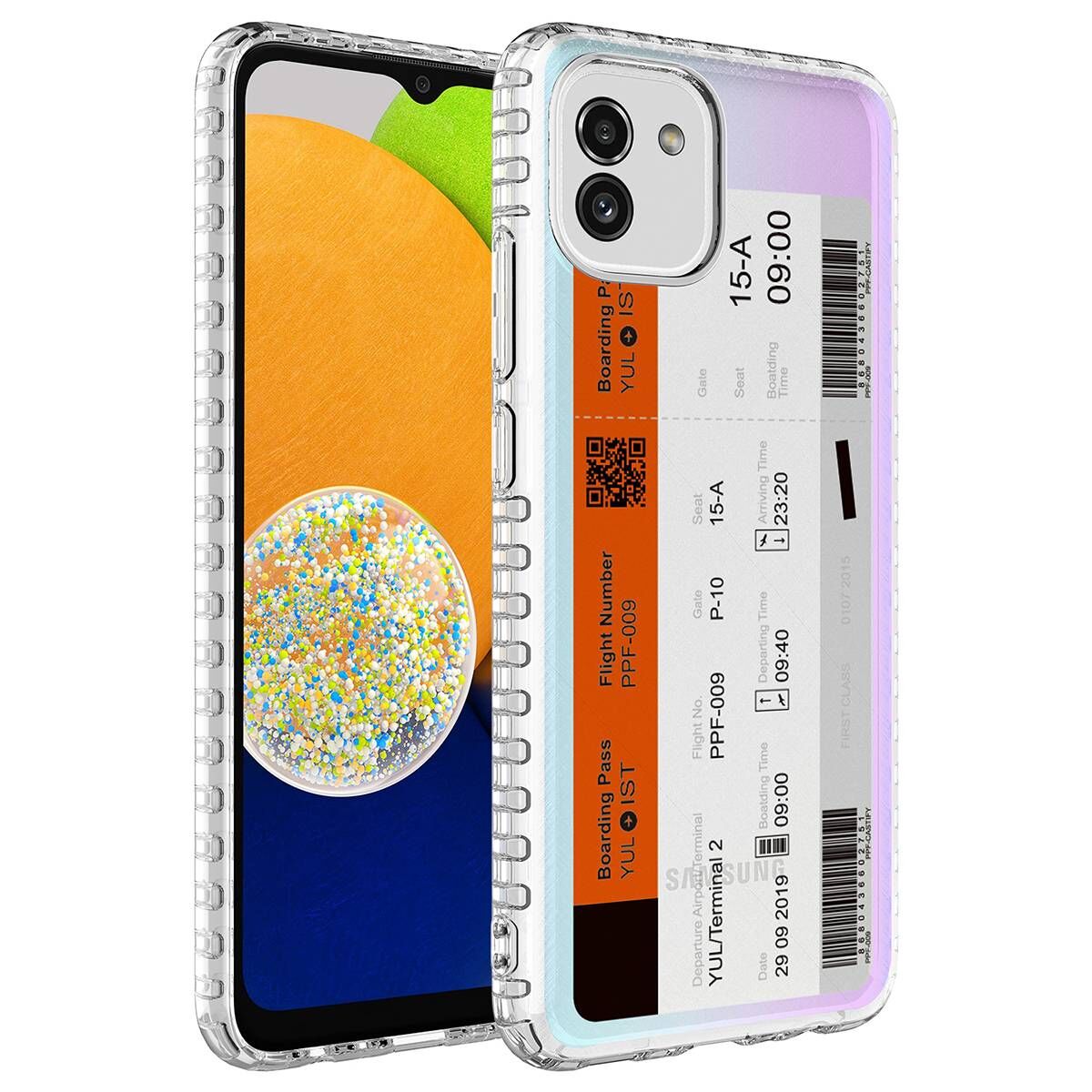 Samsung Galaxy A04 Kılıf Kamera Çıkıntılı Airbag Kenarlı Darbe Emici Desenli Kapak (ELEGANS) NO1