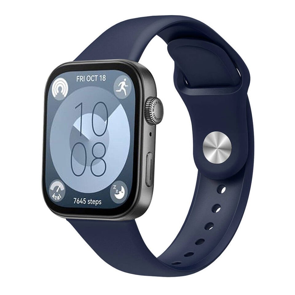Huawei Watch Fit 3 22mm Silikon Kordon Mat ve Esnek Yapılı Tasarım (KRD-11) Mavi