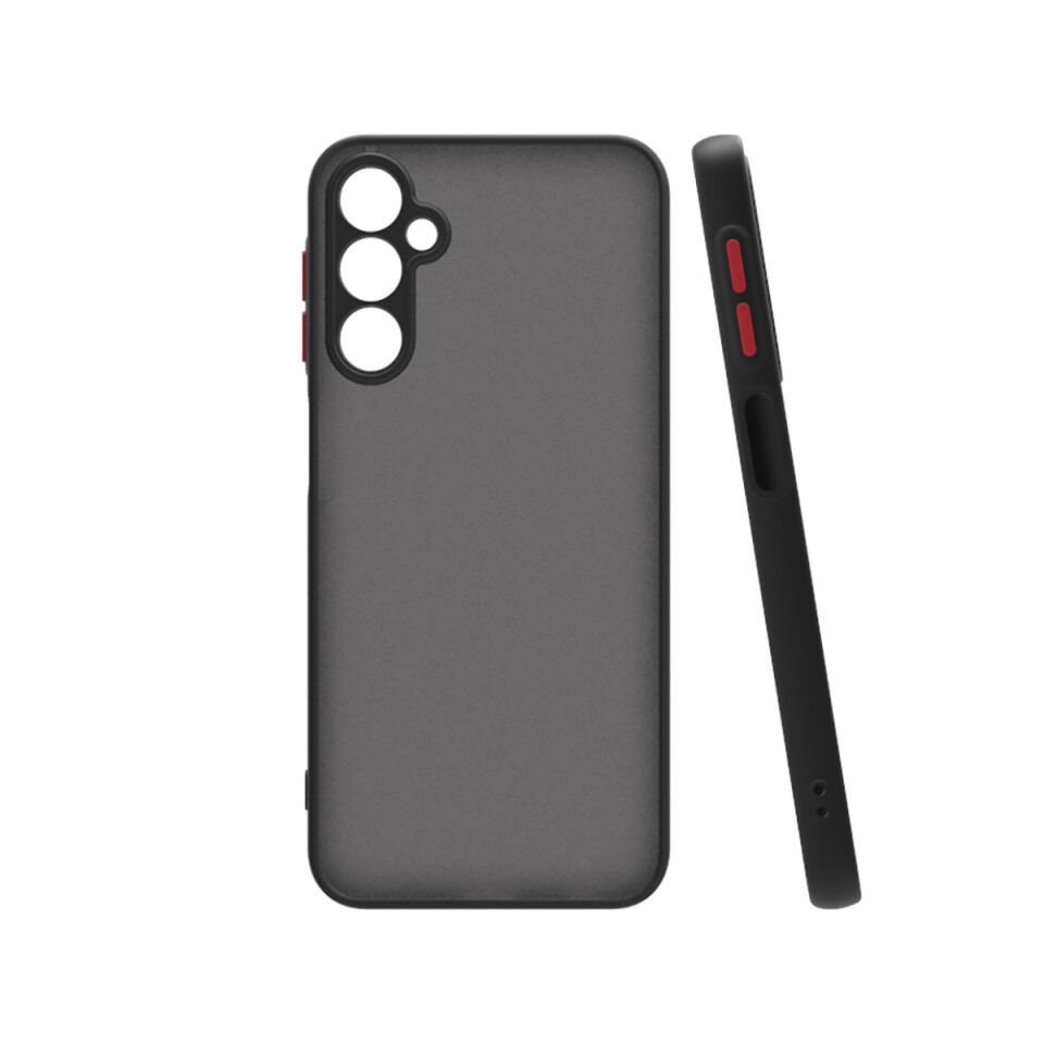 Samsung Galaxy A24 Kılıf Mat Kamera Korumalı Renkli Tuşlu Sert Silikon Kapak (HUX) Siyah