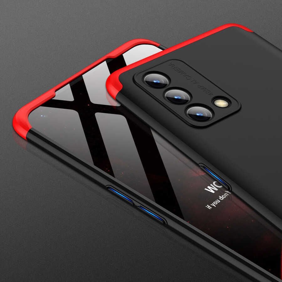 Oppo A74 4G Kılıf 360 Tam Koruma Ön Ve Arka Sert Mika Kapak Orjinal Ays Gkk Kapak Siyah-Gri