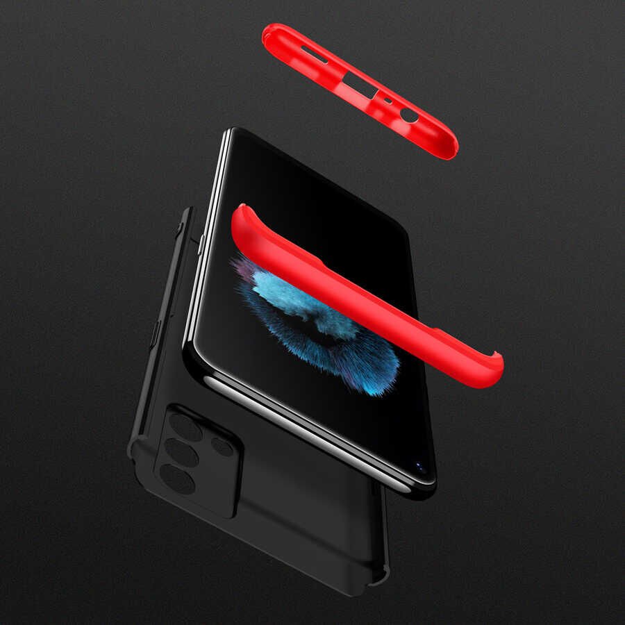 Oppo A74 4G Kılıf 360 Tam Koruma Ön Ve Arka Sert Mika Kapak Orjinal Ays Gkk Kapak Siyah-Gri