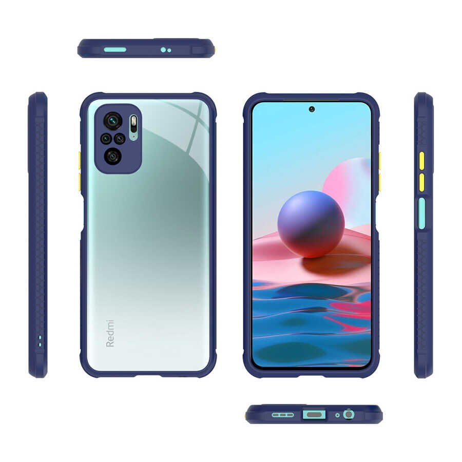 Xiaomi Poco M5S Kılıf Köşe Ve Kamera Korumalı Arkası Şeffaf Renkli Tuşlu Kapak (KAFF) Kırmızı