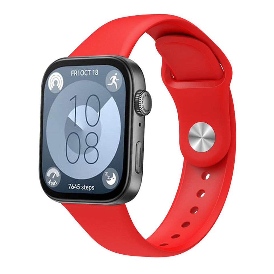 Huawei Watch Fit 3 22mm Silikon Kordon Mat ve Esnek Yapılı Tasarım (KRD-11) Kırmızı