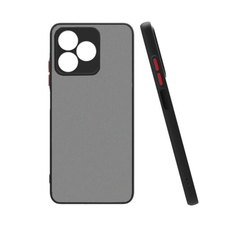 Realme C53 Kılıf Mat Kamera Korumalı Renkli Tuşlu Sert Silikon Kapak (HUX) Siyah