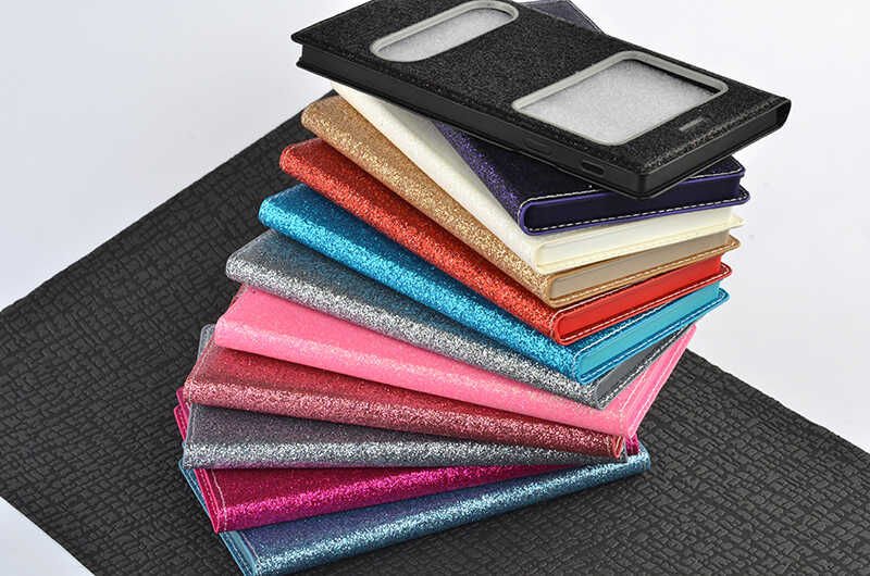 Samsung Galaxy A5 2016 Kapaklı Kılıf Simli Mıknatıslı Kapak (DOLCE-SİM) Mavi