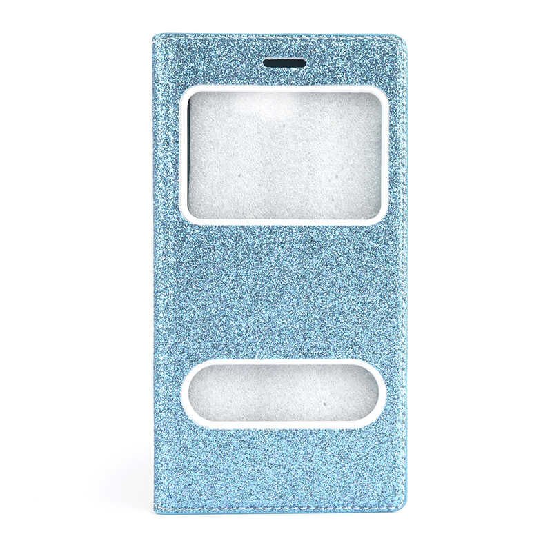 Samsung Galaxy A5 2016 Kapaklı Kılıf Simli Mıknatıslı Kapak (DOLCE-SİM) Mavi