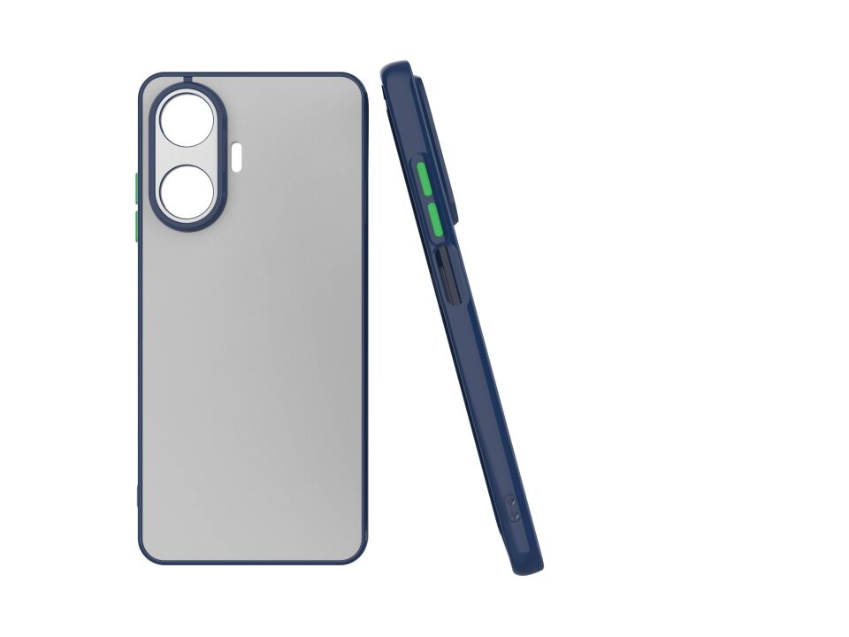 Realme C55 Kılıf Mat Kamera Korumalı Renkli Tuşlu Sert Silikon Kapak (HUX) Lacivert