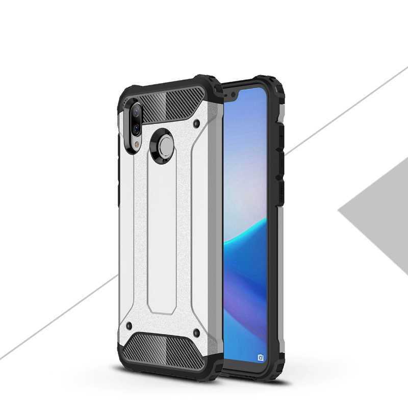 Huawei Honor 8C Kılıf Armor Köşe Korumalı Çift Katman Tank Zırh Kapak (CRASH) Gri