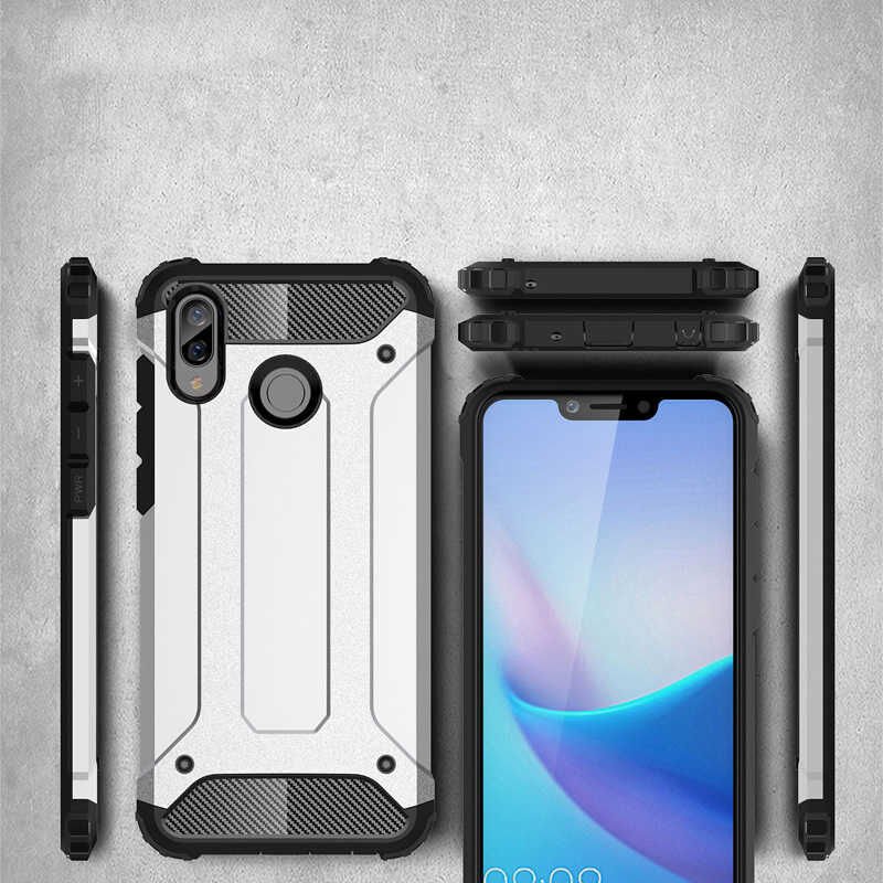 Huawei Honor 8C Kılıf Armor Köşe Korumalı Çift Katman Tank Zırh Kapak (CRASH) Gri