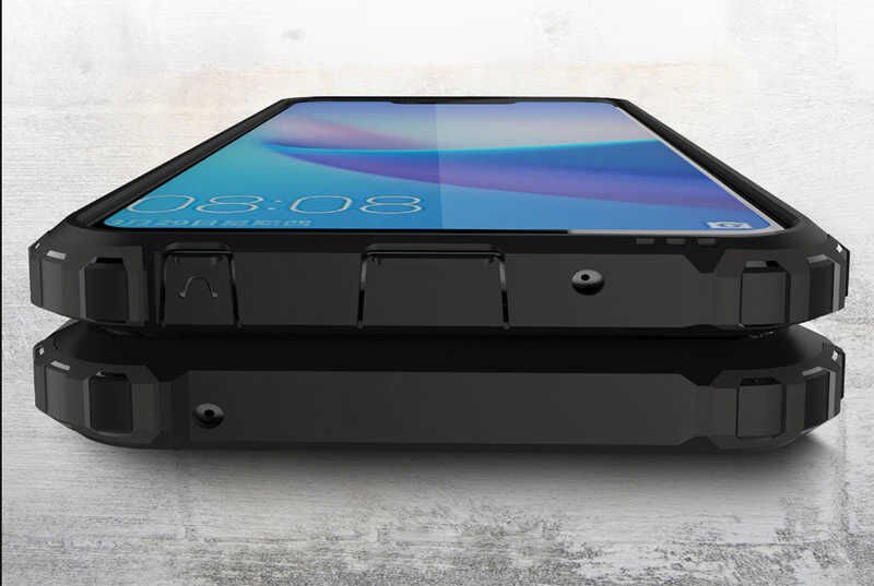 Huawei Honor 8C Kılıf Armor Köşe Korumalı Çift Katman Tank Zırh Kapak (CRASH) Gri