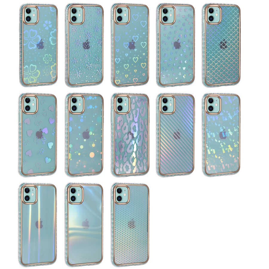 Apple iPhone 11 Kılıf Desenli Parlayan Transparan HEPTEKİLETİŞİM Avva Kapak