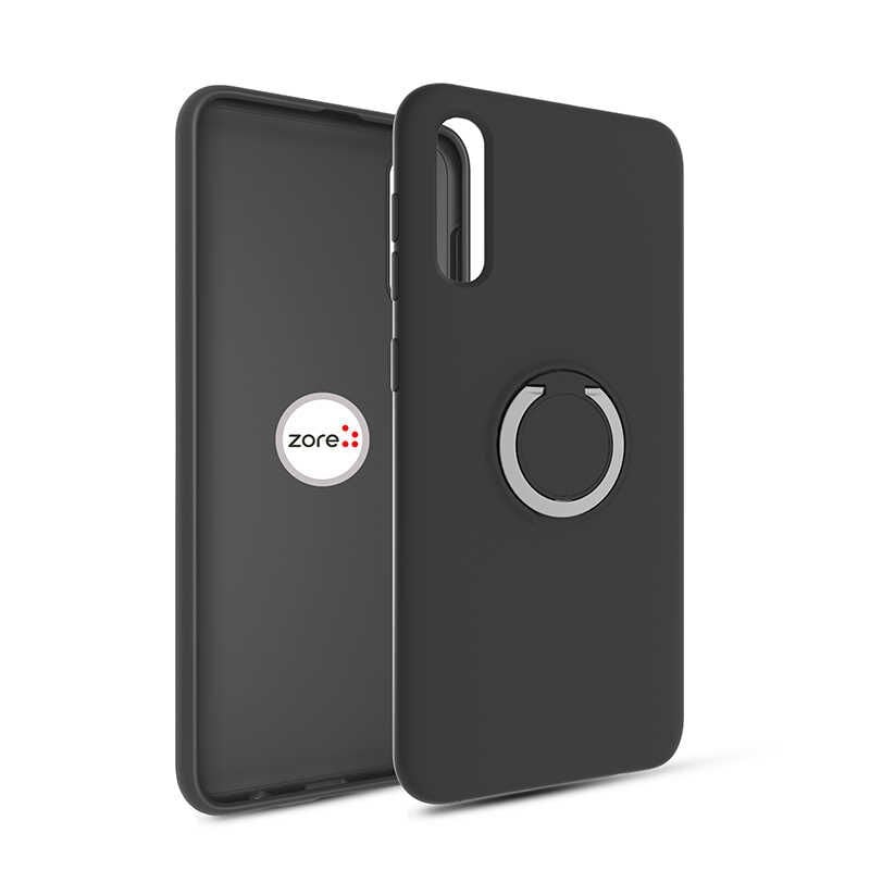 Samsung Galaxy A50 Kılıf Mat Pastel Renkli Ultra İnce Yüzüklü Yumuşak Silikon Kapak (Plex) Siyah