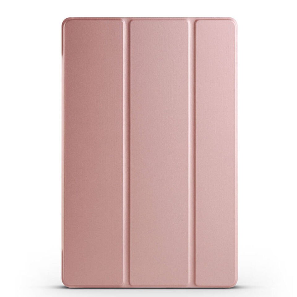 Samsung Galaxy Tab S10 Kılıf Arkası Silikon Pu Deri 360 Korumalı Tasarım (SC.) Rose Gold