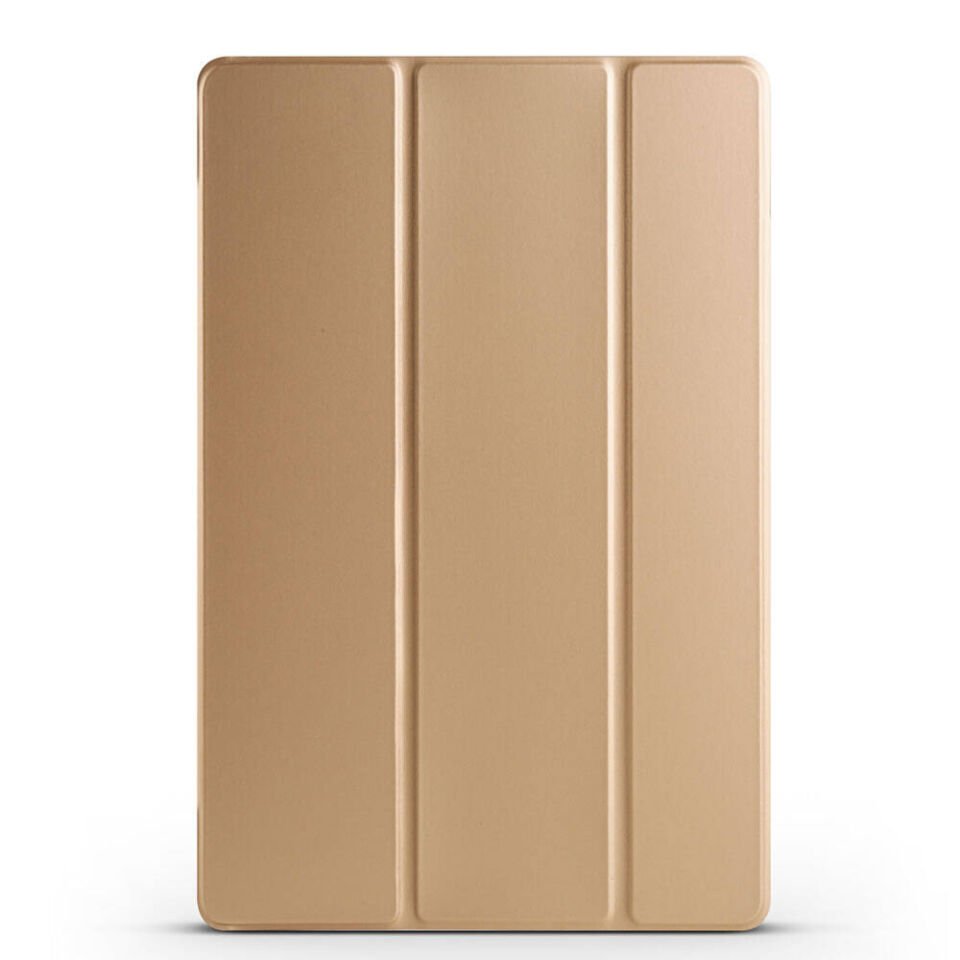Samsung Galaxy Tab S10 Kılıf Arkası Silikon Pu Deri 360 Korumalı Tasarım (SC.) Gold