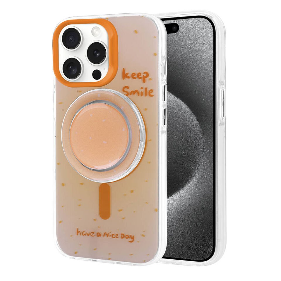 Apple iPhone 15 Pro Max Kılıf Magsafe Şarj Özellikli Tak-Çıkar Pop Soketli Kapak (Tktok) Mavi