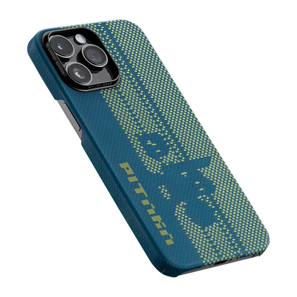Apple iPhone 14 Pro Kılıf MagSafe Şarj Özellikli Aramid Fiber Pitaka Tactile Woven Pixel Game Kapak