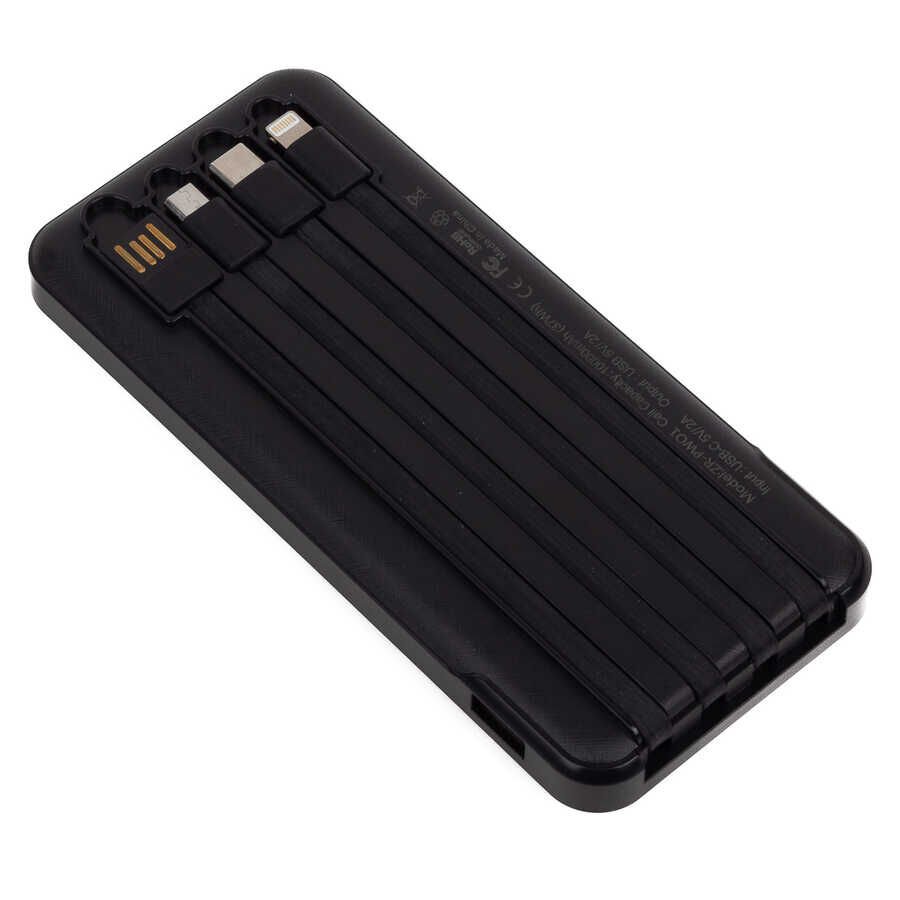 Led Göstergeli Taşınabilir Powerbank 10000 mAh Type-C - Micro - Lightning  (ZR-PW01) Beyaz
