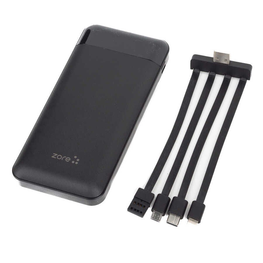 Led Göstergeli Taşınabilir Powerbank 10000 mAh Type-C - Micro - Lightning  (ZR-PW01) Beyaz