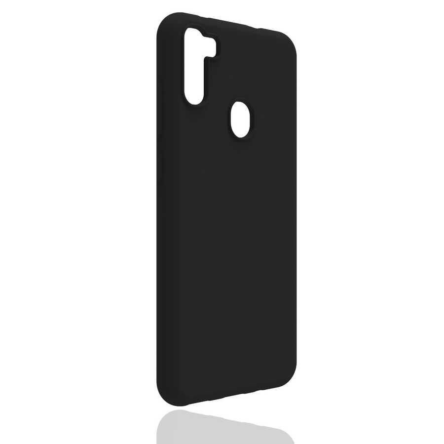 Samsung Galaxy A11 Kılıf Kamera Korumalı Esnek Renkli Silikon Kapak (Biye) Siyah