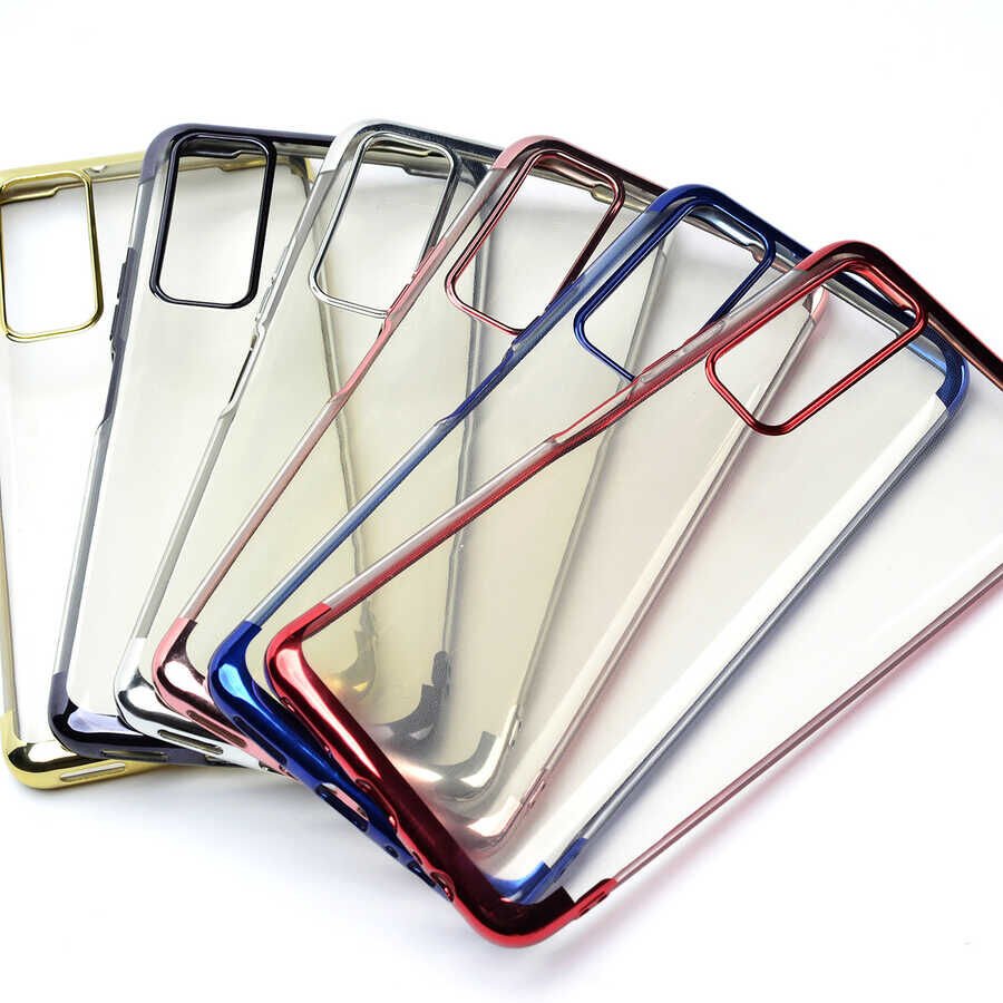 Xiaomi Mi 10T 5G Kılıf Dört Köşe Renkli Lazer Şeffaf Silikon Kapak (GLİTTER) Rose Gold