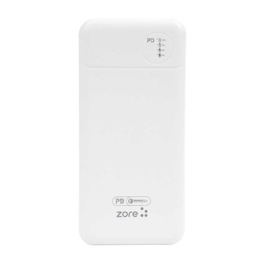 Led Işıklı Taşınabilir Powerbank 20W 10000 mAh (ZR-PW03 PD) Beyaz