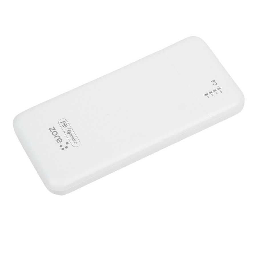 Led Işıklı Taşınabilir Powerbank 20W 10000 mAh (ZR-PW03 PD) Beyaz