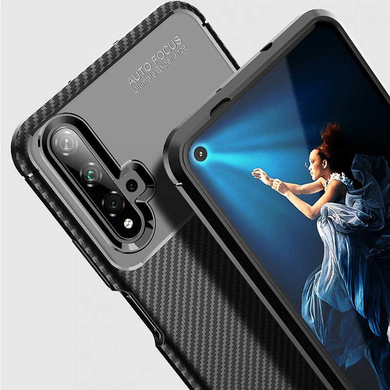 Huawei Honor 20 Kılıf Kamera Çıkıntılı Karbon Fiber Dokulu Renk Atmaz Kapak (NEGRO) Lacivert